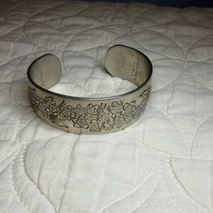 Floral Silver Cuff Bracelet